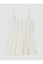 Vizyon New Season Ecru Striped Drawstring Blouse with Removable Rope Straps - 6