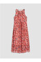 Pink Patterned Gathered A-Line Dress - 2