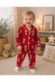 100% Cotton Long Sleeve Buttoned Seasonal Character Patterned Soft Textured Unisex Bottom and Top Baby Pajama Set - 2
