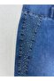 Plus Size Lycra Stoned Denim Women's Trousers - 3