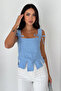 Coastal Muse Women's Tie Detail Crop Bustier Blouse - 4
