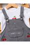 Cherry Embroidered Pocket Detailed Summer 2-Piece Denim Salopet - 4
