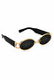 Oval Metal Frame Women's Sunglasses Uv Protection Black Frame - 7