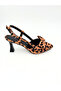 Coffee Tabaleopard Fabric Patterned Thin Heeled Slingback Bow Detailed Pointed Toe Women's Stiletto Shoes Vdz02021 - 6