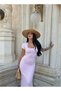 Pink Square Neck Scuba Maxi Dress - 2