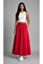 Draped Cupra Fabric Maxi Skirt with Elastic Waist and Side Pockets