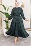 Beli Gathered Belted Dress Emerald Green