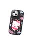 iPhone 15 Plus Compatible Case with Camera Protector Black Silicone Couple Phone Case with Kitty Pattern - 3