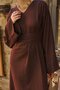 Self-Belted Linen Dress Burgundy - 3
