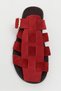 Siento Red Suede Leather Buckle Detail Flat Sole Women's Slippers - 7