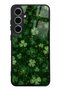 Samsung S24 Fe Emerald Lucky Clover Design Glossy Phone Case