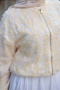 Women's V-Neck Zippered Floral Embroidered Short Jacket Yellow - 5