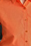 Women's Orange Long Sleeve Buttoned Shirt – Comfortable Fit with Folded Sleeves, Stylish - 7