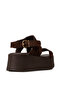 Women's Genuine Suede Brown Sandals - 2