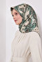 وشاح من القطن والحرير منقوش LS2207 06-لون أخضر فاتح-تان