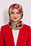 Cotton Silk Scarf Batik Patterned Ls2202 06-Beige-Red-Anthracite - 2