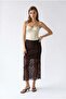 2171 Women's Transparent Lined Layered Lace Midi Skirt Brown - 4