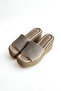 Beige Genuine Leather Wedge Heel Women's Slippers Sl339 - 3