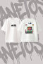 Megan Thee Gamer Tasarım Back Printed Cotton White Oversize T-Shirt