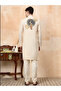 Mens Beige Ethnic Print Cotton Kurta Set - 7