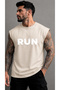 Faster Run Printed Men's Zero Sleeve Athlete T-Shirt (100% Cotton)