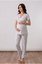 Maternity Pajama Set - Gray Melange Lace Detailed 3-Piece Set - 6
