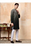 Mens Dual Tone Thread Work Viscose Rayon Kurta Set - 3