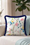 Elegant Fringed Pillowcase with Floral and Bird Spring Pattern - Botanical Bohemian Tassel Throw Pillow Cover - 7