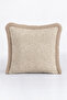Abstract Beige Geometric Motif Fringed Pillowcase-Boho Ethnic Mink Ecru Cream Tassel Throw Pillow Cover