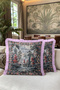 Landscape Motif Fringed Pillowcase - Castle Garden Nostalgic Gray Pink Cream Tasseled Throw Pillow Cover - 3
