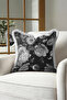 Elegant Fringed Pillowcase with Floral Pattern - Romantic Floral Gray Black Cream Tassel Throw Pillow Cover - 5