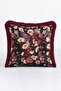 Floral Spring Design Fringed Pillowcase - Romantic Floral Black Burgundy Tassel Throw Pillow Cover - 3