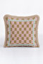 Geometric Checkered Pastel Fringed Pillowcase - Elegant Retro Boho Mint Cream Tassel Throw Pillow Cover - 5