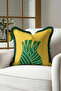 Tropical Leaf Botanical Fringe Pillowcase-Exotic Natural Yellow Green Gray Tassel Throw Pillow Cover - 3