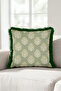 Floral Tree Fringed Pillowcase-Authentic Botanical Country Green Cream Black Tassel Throw Pillow Cover - 7