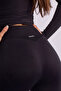 V Cut Belted Seamless High Waist Flare Black Spanish Leggings - 3
