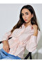 Pink Button-Up Casual Shirt With Tie-Waist