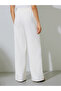 Beige Solid Wide Leg Pants - 4
