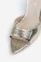 Women's Gold Patterned Pointed Toe Heeled Sandals - 6