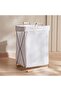 Mervin Canvas Laundry Hamper with metal Frame -36x33x60 cm-Grey - 5