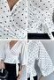Cream Women's Double Breasted Collar Polka Dot Blouse - 2