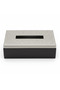 Luhpar Brushed Silver Stainless Steel Rectangular Tissue Box with Wooden Base - 23×13×7 cm