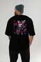 Rock Star Bunny Oversize Back Printed Black T-Shirt Unisex 100% Cotton Premium Design Streetwear - 5