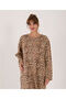Plus Size Crew Neck Long Sleeve Women's Comfortable Fit Nightgown(Dress) Floral Patterned 100% Cotton - 3