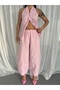 Women's Linen Vest and Shalwar Pants Set - 6