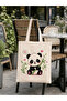 Panda Themed Printed Raw Cloth Bag, Shoulder Bag, Shopping Cloth Bag, Sublimation Printed Cloth Bag - 2