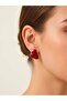 Natural Stone Look Earrings with Gold Detail