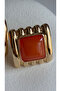 Gold Color Orange Square Earrings (3 cm) - 3