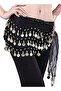 Imported Belly Dance Wrap Belt Skirt Black With Gold Coins Suitable For 8+ Years One Size for Performance Costume(Black) - 3