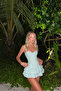 Women's Turquoise Corseted Striped Mini Dress 5424 - 7